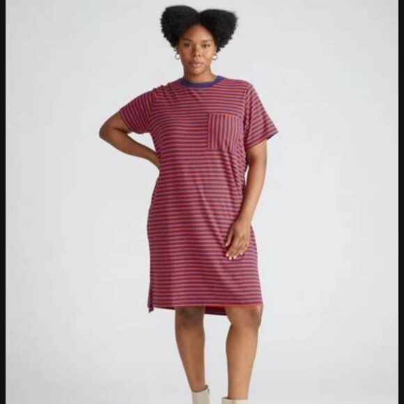 Universal Standard Dresses & Skirts - Universal Standard Garcon Tee Dress in Cosmic Purple/Sunset Stripe Size Large